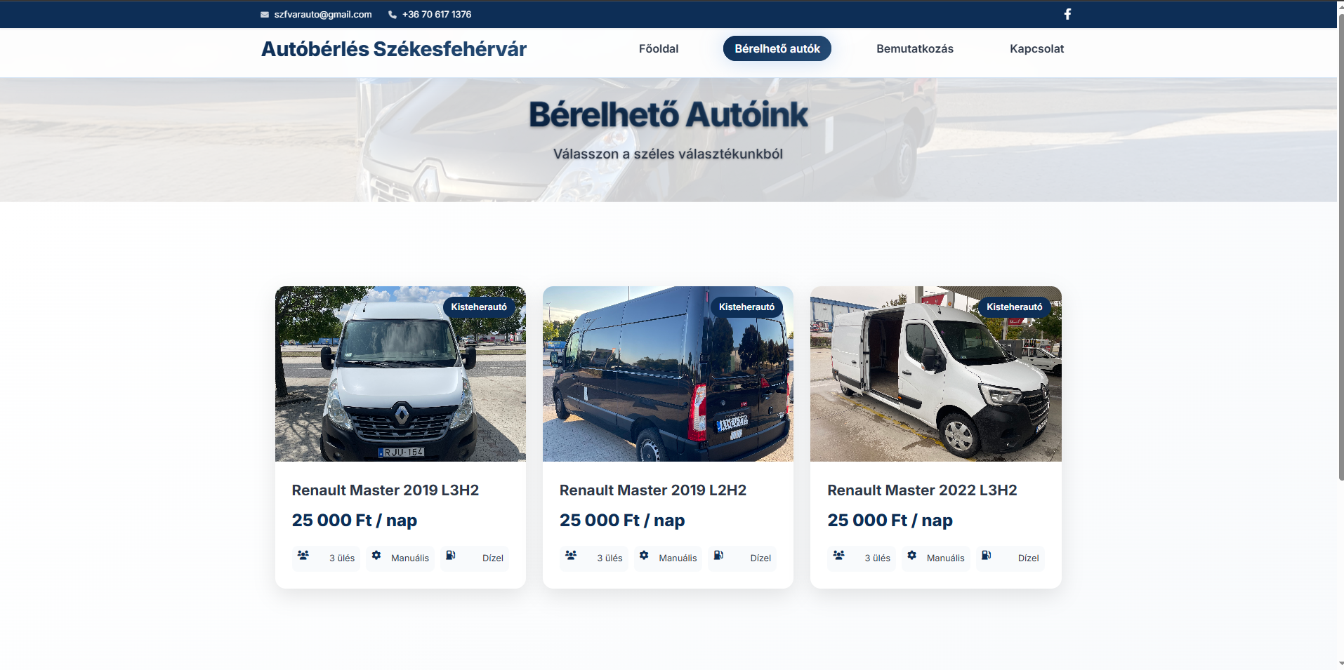 Szfvarauto weboldal projekt - GyenisDesign portfólió